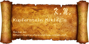 Kupferstein Miklós névjegykártya